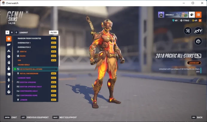 /GENJI / 2018 PACIFIC ALL-STARS / HANZO / ONRYO / Full Mail Access / see the picture / Please Read Description / esdn