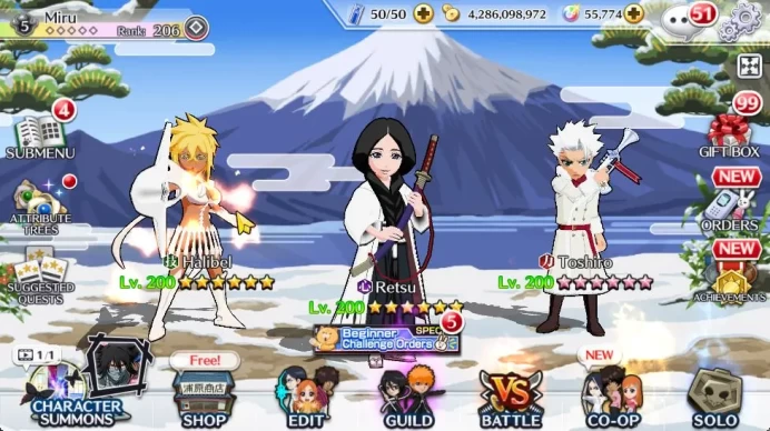 [GLOBAL]55K Orbs+BP 1M|10th Rukia,BTW (Noel,Niny),Renewd (Ichigo,Byakuya,Aizen),Crescent Ulquiora,Etc|Klab ID(BBS2212)