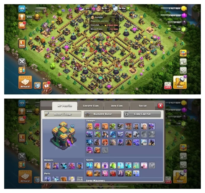 {70% DISCOUNT} TH14 PURE MAX / 3 EPIC EQUIPMENT / XP-199 / HERO 80-80-55-55-30 / MAX WALLS / 500 GEME CHANGE / MAGIC ITEMS / OP LAB /