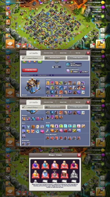 R115- TH18 Near Max | XP 285 | BK100 AQ105 MP86 GW76 RC51 | 12 Heroes Skins & 14 Epic Equipment | 100% Secure SCID | iOS & Android