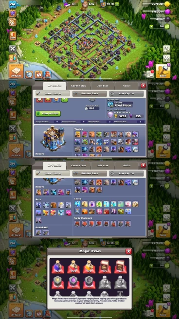 R119- TH18 Near Max | XP 214 | BK74 AQ88 MP52 GW54 RC36 | 4 Heroes Skins & 13 Epic Equipment | 100% Secure SCID | iOS & Android