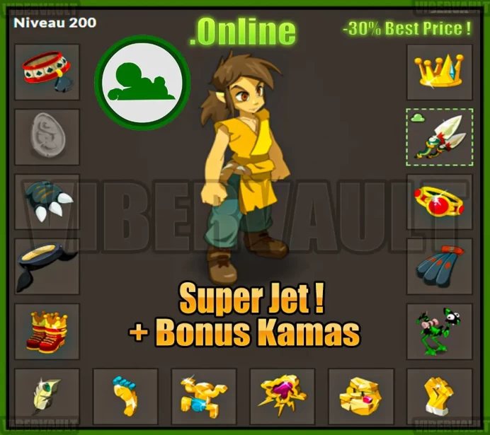 [Blair] Stuff Agility LVL 200 Super jet + Bonus Kamas / Echange Safe 100%