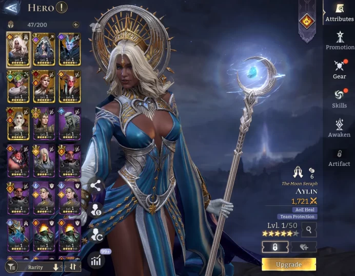 TOP START -  Aylin	Demi	Magda	Iovar	Valeriya	Zilitu	Gisele \ \ 46000 Energy \ 23000 Gem \ 23 gold summ \ 1  ancient  \ 14 rare  \  Prime Pick !
