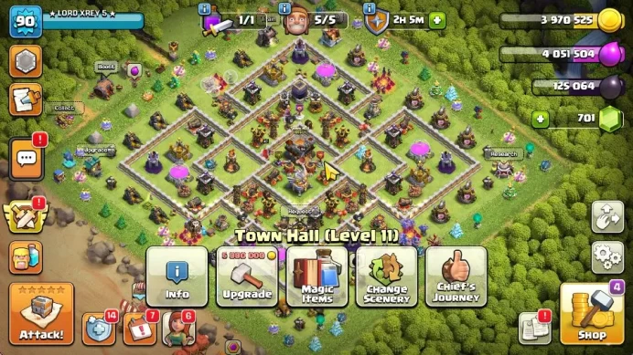 TH 11 - BH 2|Limited Skin|LV 90|HH 5|BK 46,AQ 47,GW 15,MP 25,RC 0|CN OFF|Protect OFF|TAKE MAIL(COC1937)