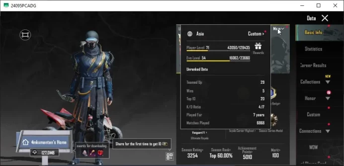 Asia Lv 71| 3 Red Suit Set (Bronze Armor,Urban Scavenger,Draconian Champion)| Many Vehicle | Take Email | (PUBG709)