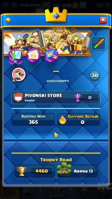 Lvl 30|Trophy 4460|KTL 11|Limited Skin|Card 87|2 EVO 7 Legendary 24 Epic 28 Rare 28 Common|Take Email(CR1297)