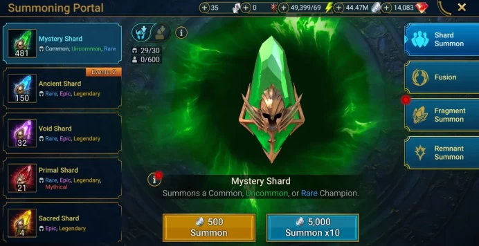 Starter with Rotos + Shards : 150 Ancient, 32 Void, 21 Primal, 4 Sacred | Ninja + 16 Login Legendary | Mine max