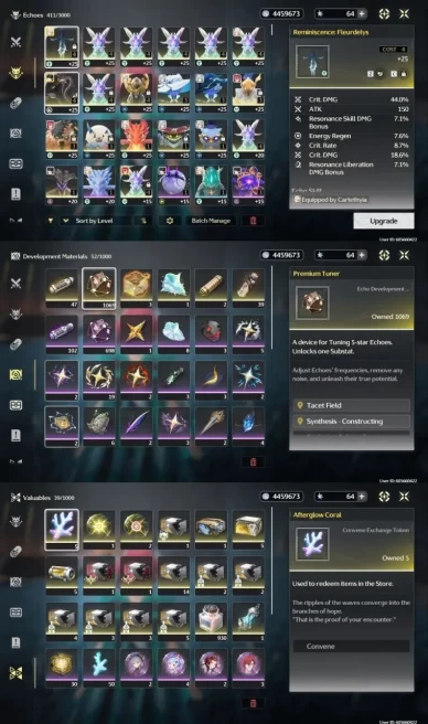 All Platform - EU - Union51 - 20 Character 8 5'Star - 6 Weapon 5'Star - Cartethyia - Cioccona - Iuno - Carlotta - Verina - Code1073