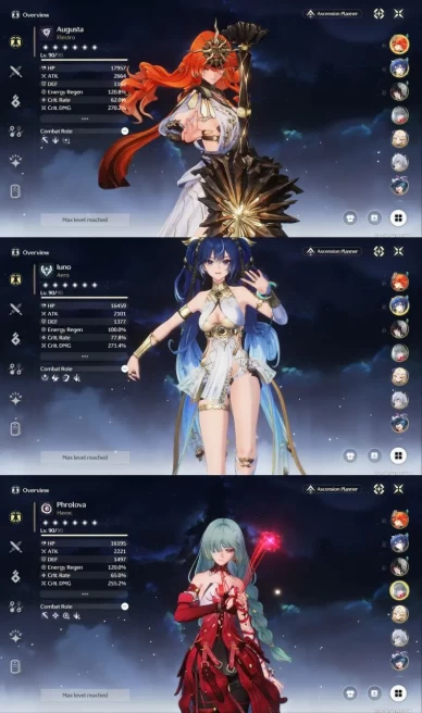 All Platform - EU - Union 80 - 32 Character 17 5'Star - 17 Weapon 5'Star - Iuno - Augusta - Chisa - Changli Skin - Phrolova - Code1077