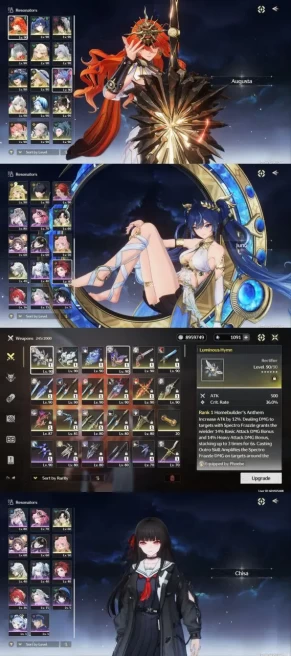 All Platform - EU - Union 80 - 32 Character 17 5'Star - 17 Weapon 5'Star - Iuno - Augusta - Chisa - Changli Skin - Phrolova - Code1077