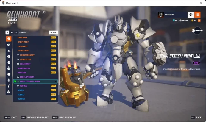 SEOUL DYNASTY AWAY / 7 Gold Weapons / Full Mail Access / see the picture / Please Read Description / rgtk