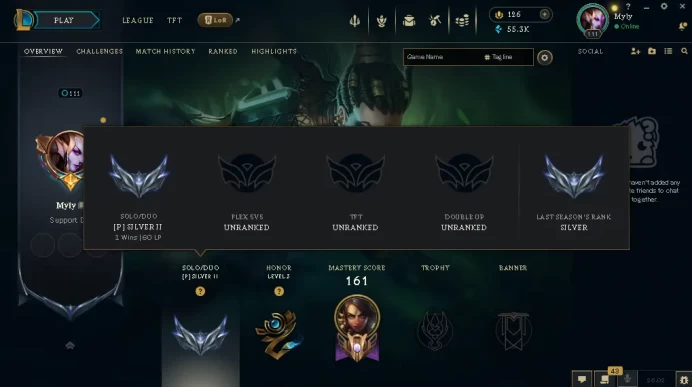 EUW -(S16) SILVER 2(60LP) %100WR - 80 Champ - 22 Good Skins(1 Legendary, 10 Epic) - 55.3K BE - FULL ACCES - LIFETIME WARRANTY - CHEAP