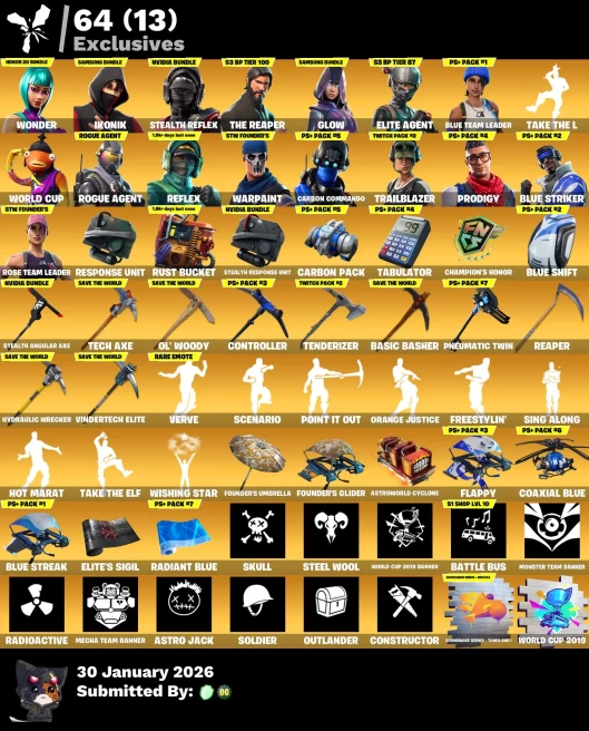 Full Access | 144 skins | OG STW | Wonder | IKONIK | The Reaper | Glow | Stealth Reflex | Elite Agent | Blue Team Leader | Take The L |