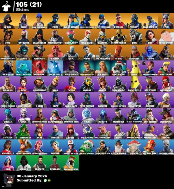 Full Access | 105 skins | IKONIK | Glow | Blue Team Leader | Trilogy | Carbon Commando | Blue Striker | Point Patroller | Fixer | Prodigy