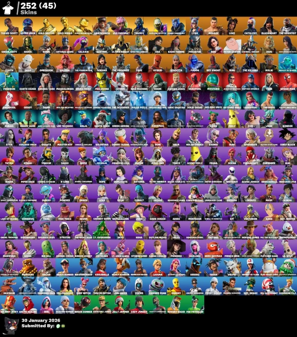 Full Access | 252 skins | Travis Scott | Leviathan Axe | Astro Jack | Renegade Raider | Gold Meowscles | Gold Brutus | Gold Midas | Vivi Chroma