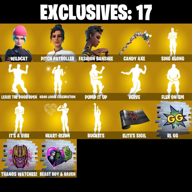 Full Access | 236 skins | Wildcat | Menace | Pitch Patroller | Fashion Banshee | Predator | Raz | Omegarok | Backlash | Gear Specialist Maya