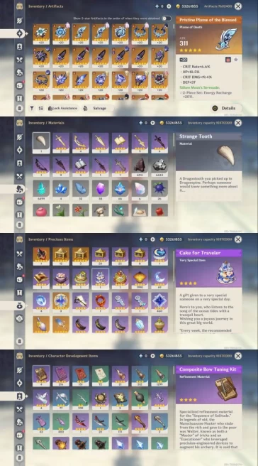 All Platform - EU - AR60 - 79 Character 32 5'Star - 13 Weapon 5'Star - Neuvillette C1 - Raiden Shogun - Varesa - Mavuika - Durin - Code1093