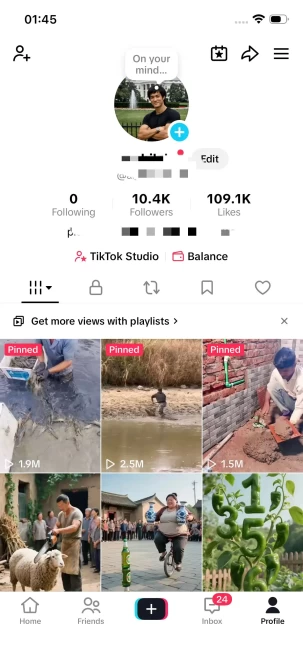 France Monetized Account/ 10K Followers+100K Likes/ Creator Rewards Program Activated/ Live Stream/ Full Access