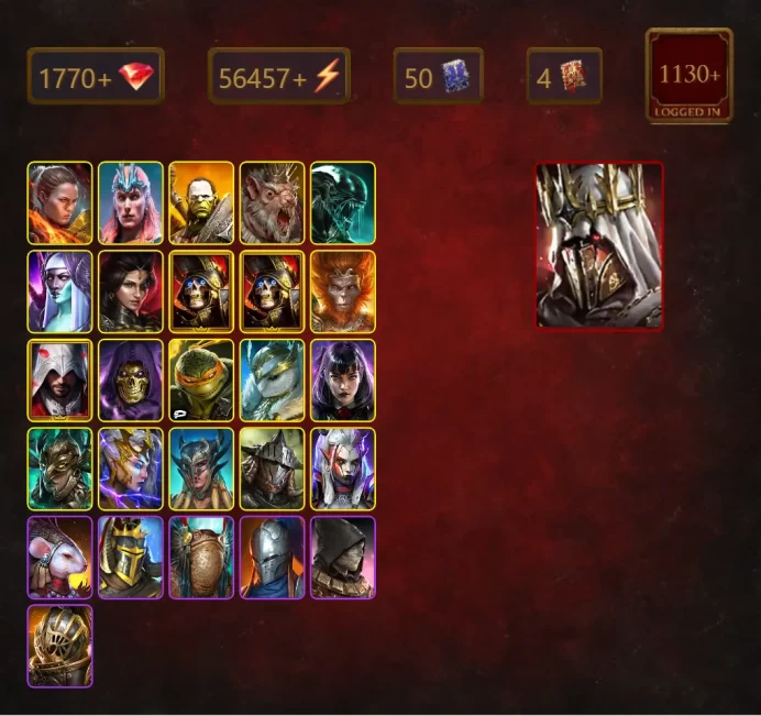 [STARTER]Siegfrund+Lilitu+Ronda+Loki+Artak+Gnishak+Xenomorph+Adelyn+Deathknight+Deathknight+Wukong+Ezio Auditore+47Epics