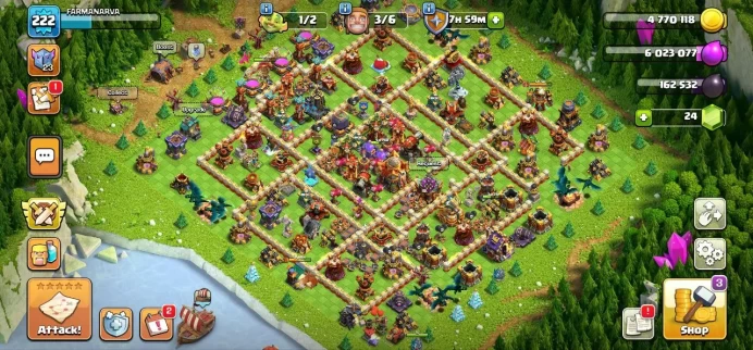 TH 16 Full Max, 8 Equipment Epic 3 Lv 27, 8 Hero Skin, Wall Max, Hero Max, Defense Max, Magic Items