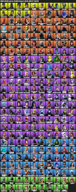 249 Skins | OG Skull Trooper | Travis Scott, Black Knight, Sparkle Specialist, The Reaper