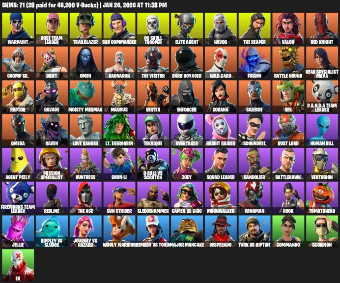 71 Skins | OG Skull Trooper | OG STW | 550 VB |