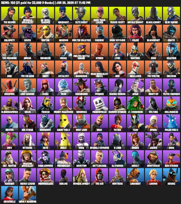 102 skins | OG Skull Trooper