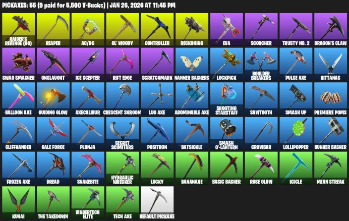 74 skins | OG Skull Trooper + Renegade Raider (OG) + Black Knight