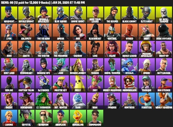 66 skins | OG STW | Og Skull Trooper | Black Knight | Reaper | Minty | Sparkle Specialist | Knights | Elite Agent | 750VB