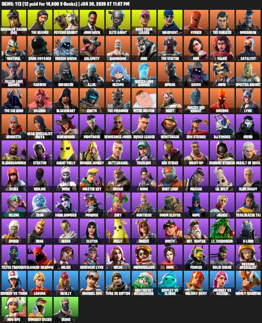 113 Skins | OG Renegade Raider | The Reaper |