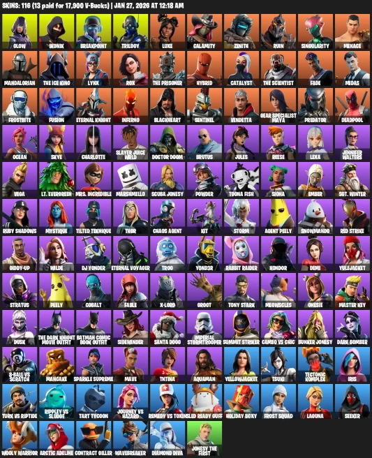 116 Skins | IKONIK | Glow | Gold Brutus | Gold Midas | Tart Tycoon | Trilogy | Lynx