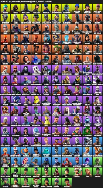 177 skins | Wonder + IKONIK + Black Knight + Merry Mint Axe |