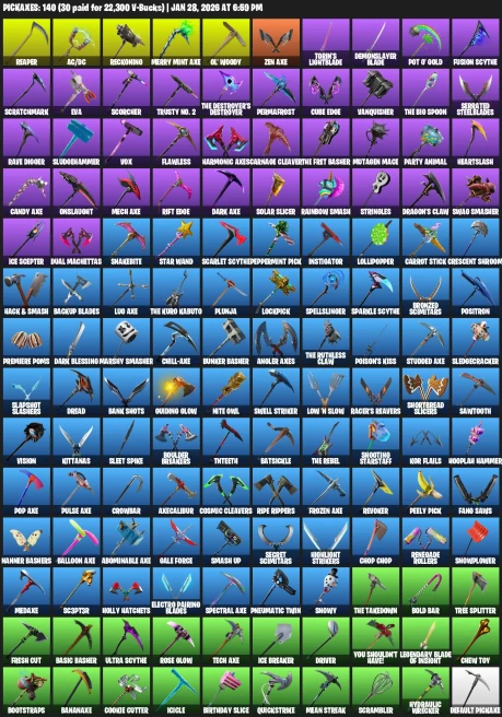 206 Skins | Black Knight | The Reaper | Ikonik | Glow | OG STW FP2 | World Warrior | Merry Mint Axe | Mako | 3500 VB