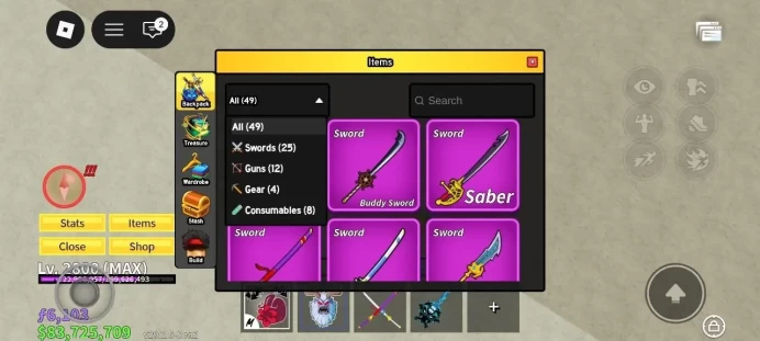 Global - Level 2800 - Money 83725709 - Swords 25 - Guns 12 - Fruits 23 - Code1086