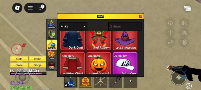 Global - Level 2800 - Money 2926446 - Swords 25 - Guns 12 - Fruits 14 - Code1098