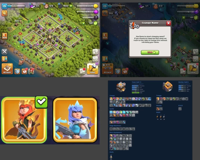 ■TH:11 (+75%) ■Heroes: K42 Q45 P20 W12 ■Skins:2 ■BH:6 ■Full Access ■Instant Delivery ■A4852