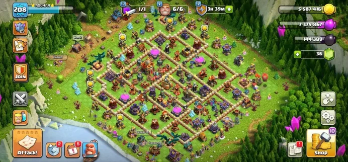 TH 16 Full Max, 3 Equipment Epic, Wall Full Max, Defense Max, Hero High Level, 8 Hero Skin