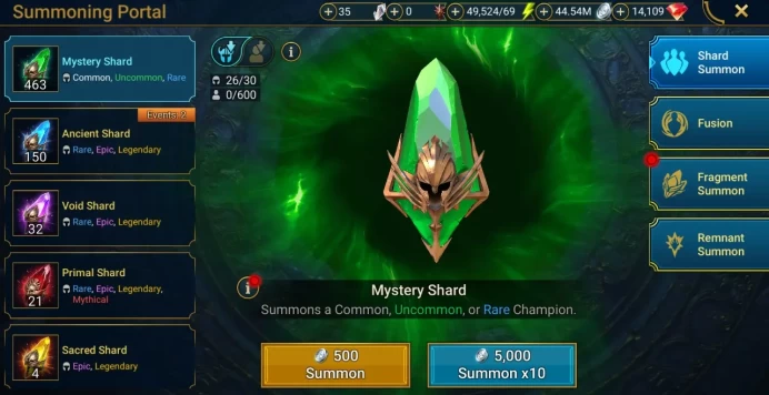 Starter with Rotos + Shards : 150 Ancient, 32 Void, 21 Primal, 4 Sacred | Ninja + 16 Login Legendary | Mine max
