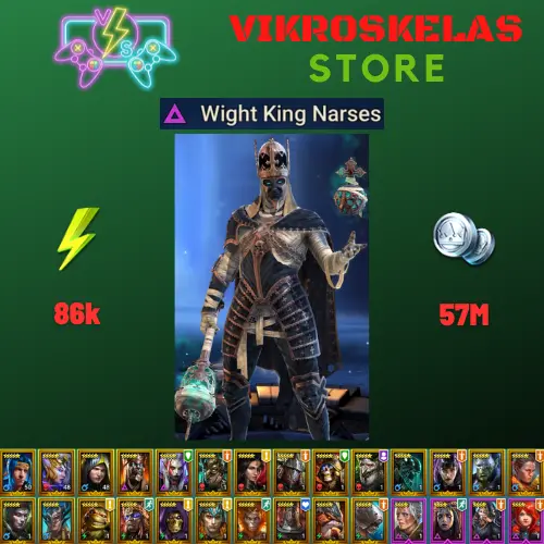 Starter acc with Narses : 86k energy / 57 mln coins / Dreng, Nogdar, Arix, Ninja + 19 Login Legendaries / Geomancer, Aniri