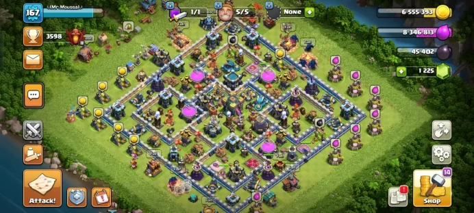 TH14 WITH GOOD LEVEL DEFENCE, HEROES AND TROOPS, 1.2K GEMS, 1175 MEDALS, FREE NAME CHANGE AND ALL RARE EQUIPMENT UNLOCKED