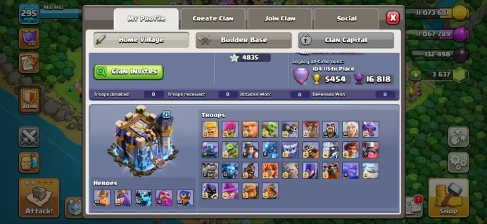 Th_18(XP 295)(QUEEN MAX)(3 K GEM& 4800 STAR WAR)(22 EQUIPMENT EPIC MAX)(C.N FREE)(LIFTIME WARANTY)