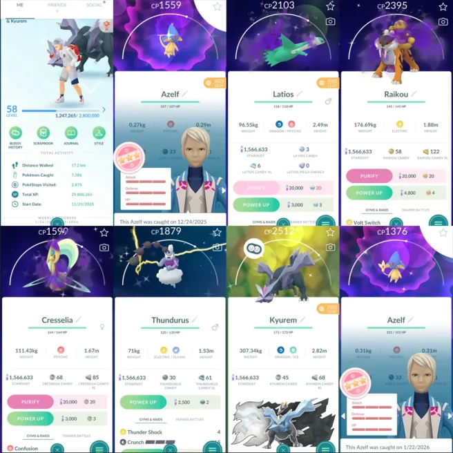 1941 Level 58 Legendary100x16 Shundo Azelf x3 Shiny Shadow Raikou x3