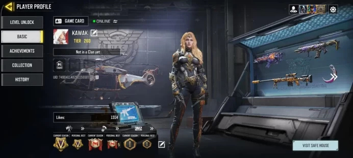 iOS Android - Level 260 - Rank Legend- 2 Mytich - Grim Ending - Lava - 8 Legendery - 105 Epic - Code1110