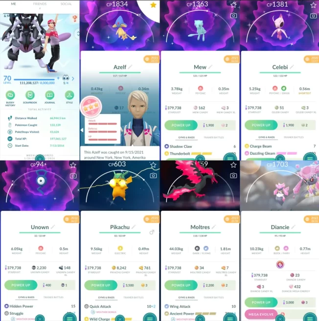 1947 Level 70 2016 Legacy 50 (Level 50 Jacket). Shadow Apex Lugia only Shiny Mew