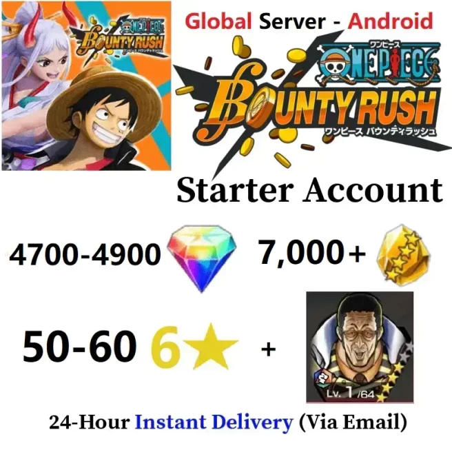 [Global - Android] 4700-4900 Rainbow Diamonds + 7000+ Gold Fragments + EX Kizaru Trailer + 50-60 6 Star Character - Starter Accounts