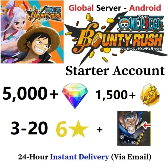 [Global - Android] 5000+ Rainbow Diamonds + 1700+ Gold Fragments + EX Garp+ 3-20 6 Star Character - Starter Accounts