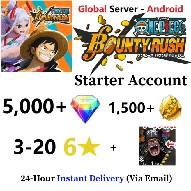 [Global - Android] 5000+ Rainbow Diamonds + 1500+ Gold Fragments + EX Blackbeard V2 + 3-20 6 Star Character - Starter Accounts