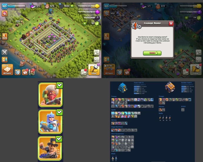 ■TH:12 (+65%) ■Heroes: K54 Q58 P30 W26 ■Skins:3 ■BH:9 ■Full Access ■Instant Delivery ■A4874