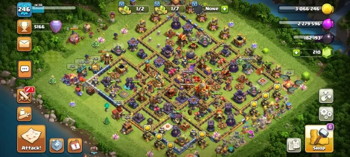 SEMI MAX TH16, HIGH XP 246, WITH FULL MAX DEFENCE OF TH15, NEAR MAX HEROES AND TROOPS WITH RARE EQUIPMENT AND 13  GOLD AND LEGENDARY SKINS