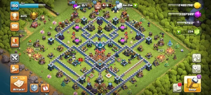 BLUE WALL MAX TH 13, WITH GOOD DEFENSE, HEROES AND PETS, RARE EQUIPMENTS UNLOCKED AND GOOD BUILDER BASE